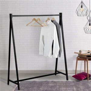 47 Inch Modern Black Heavy Duty Metal A-Frame Wardrobe Clothing Rack